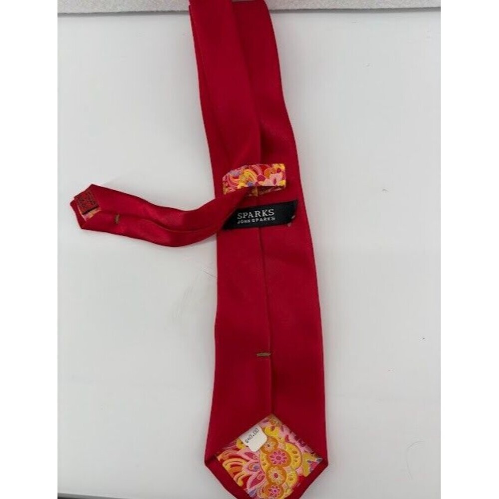 Men's Red‎ Silk Tie Sparks by John Sparks - Picture 3 of 4